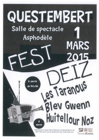 Fest-Deiz Marie Balavenne. Le dimanche 1er mars 2015 à Questembert. Morbihan.  14H00
